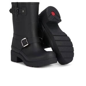 Hunter Black Waterproof Biker Rubber Rain Boots Women’s Size 9